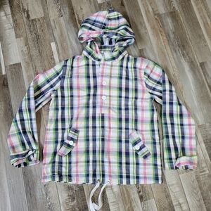 Merona Plaid Pullover Drawstring Hooded Jacket Size XS